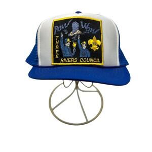 Blue Trucker Hat Embroidered Pow Wow Three Rivers Council